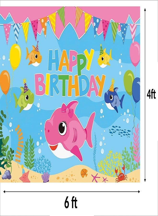 Theme My Party Baby Shark Birthday Party Supplies, Baby Shark Party Decorations with Happy Birthday Backdrop Banner (6FT X 4FT) - Image 4